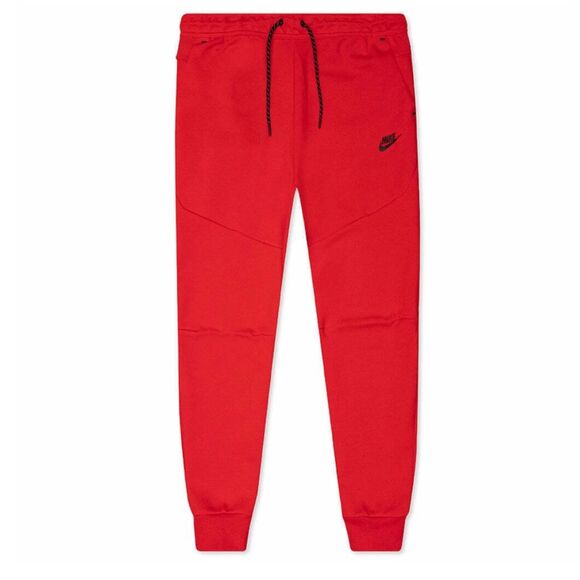 Nike MENS Tech Fleece Joggers Pants Cuffed University Red Black Sweatpants XL - Picture 1 of 12